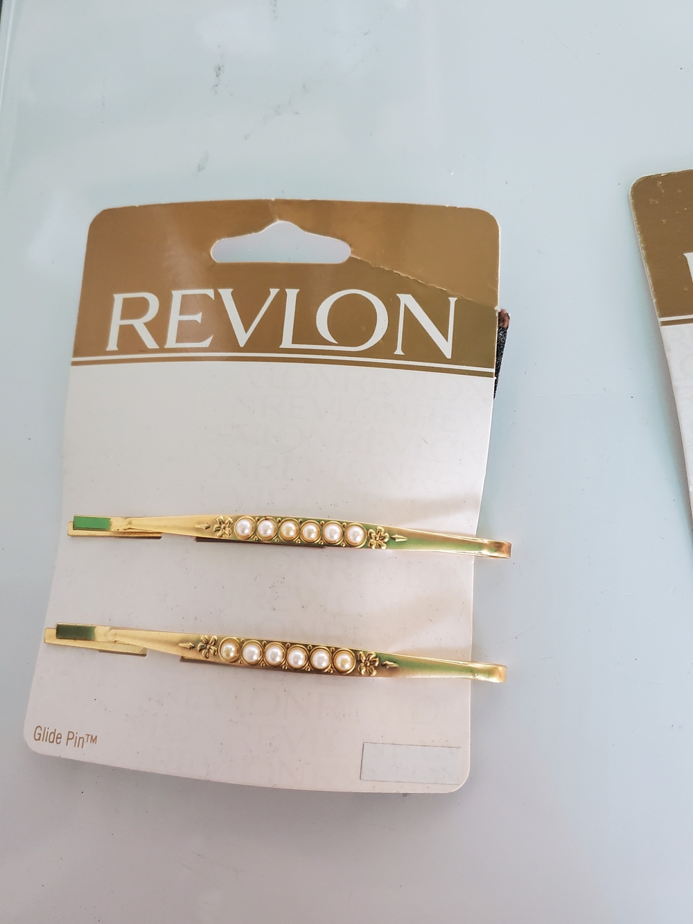 Revlon Goody 1997 Gold and Pearl Decorative Hair Pins - Pair